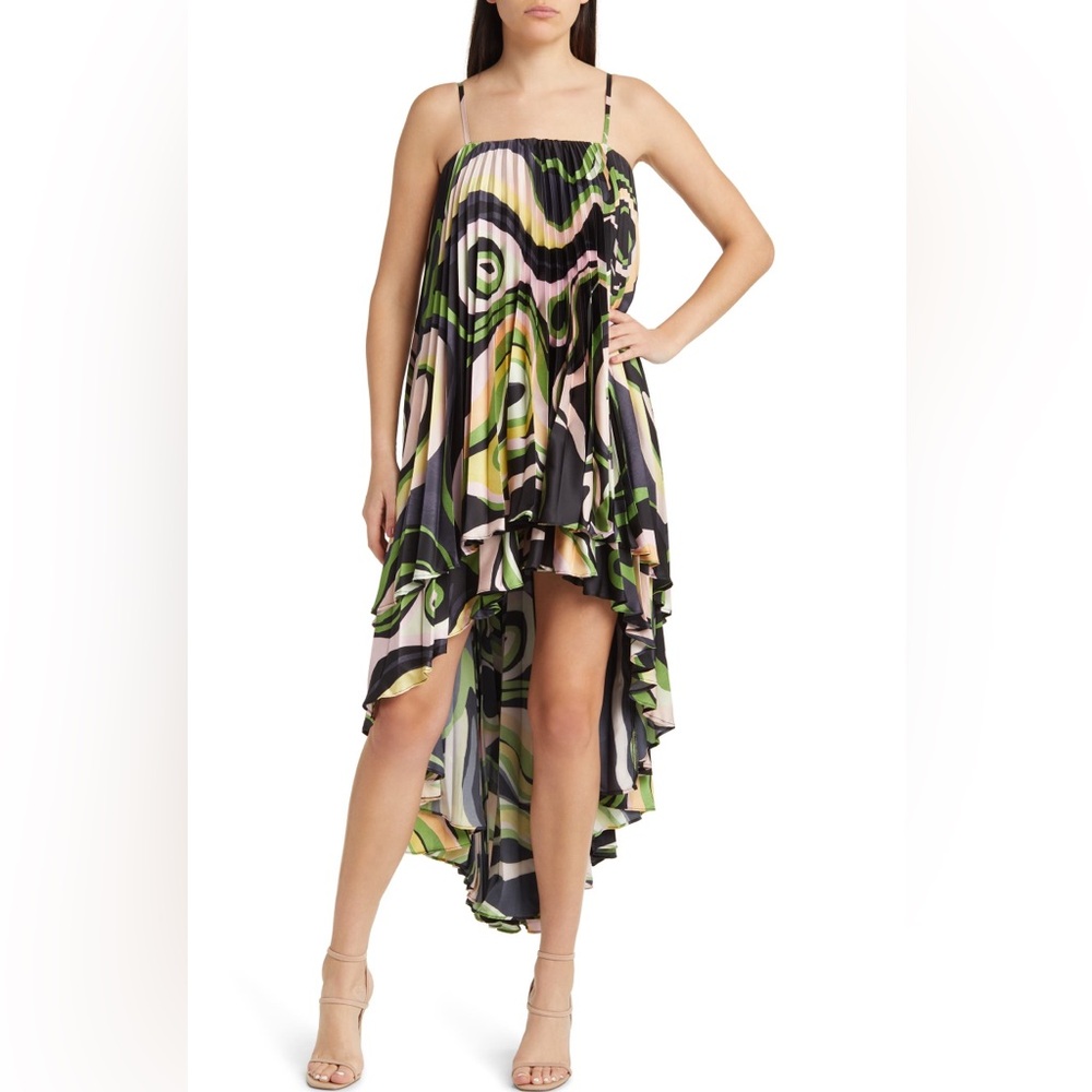 Hutch Zae Hi Low Pleated Dress